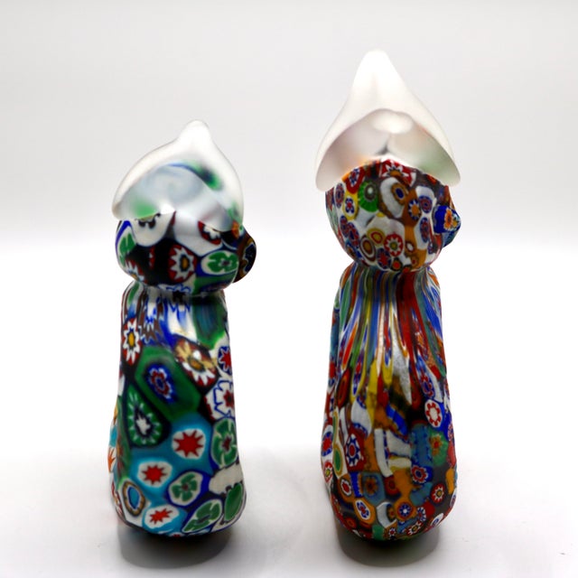 Glass Mid-Century Murano Millefiori Glass Owl Napkin Rings - A Pair For Sale - Image 7 of 14