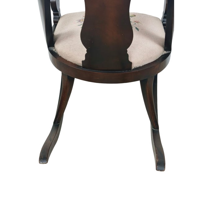 Antique American Carved Wood Rocking Chair With Needlepoint Seat For Sale - Image 18 of 18