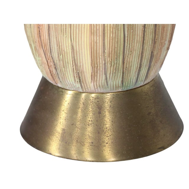 Mid Century Ceramic Table Lamp in Textured Polychrome Surface C 1950's For Sale - Image 9 of 9