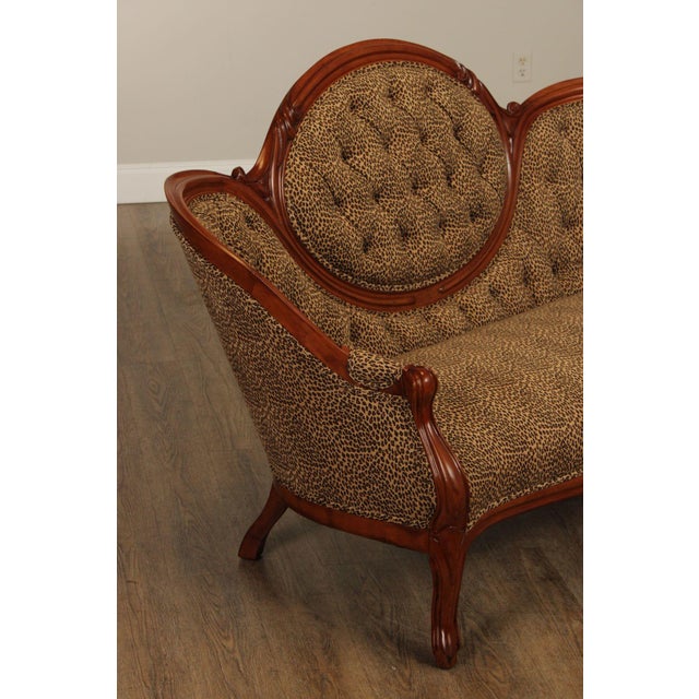 Antique Victorian Carved Walnut Frame Tufted Sofa For Sale In Philadelphia - Image 6 of 12