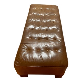 1990s Leather Tufted Ottoman by Mitchell Gold and Bob Williams For Sale