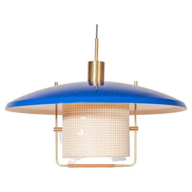 Blue Counterweight Pendant attributed to Gaetano Sciolari for Stilnovo, 1950s For Sale - Image 11 of 11