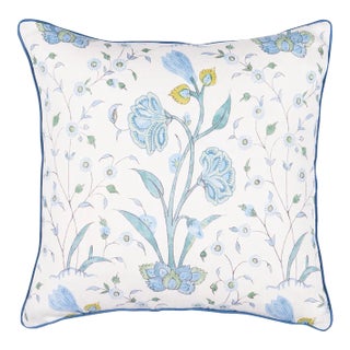 Schumacher Khilana Floral 20" Pillow in Peacock For Sale