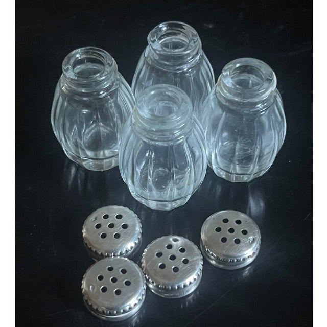 Silver Christofle Crystal & Sterling Salt & Pepper Shakers in Perles Pattern- Set of 4 For Sale - Image 8 of 11