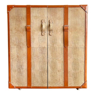 Rolling Leather Bar Cabinet by Serge De Troyer For Sale