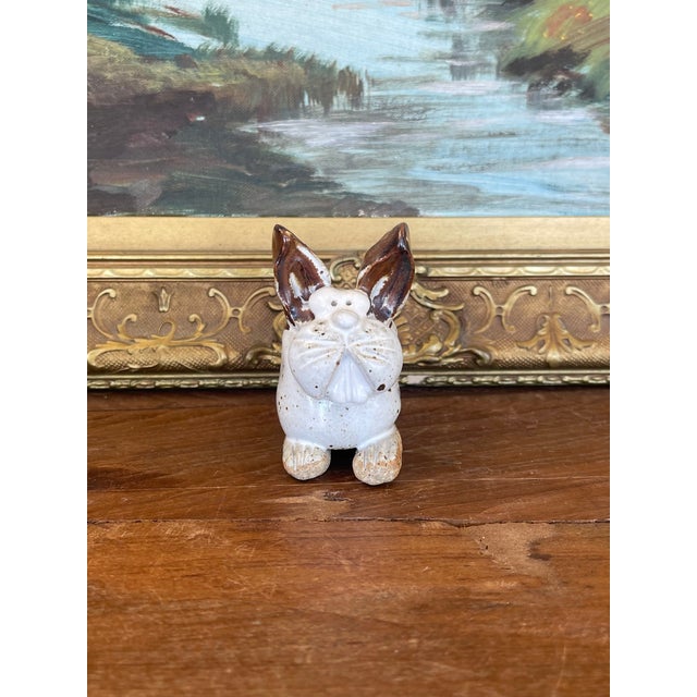 Brown Handmade Studio Pottery Bunny Card Holder With Brown Glaze Accents. For Sale - Image 8 of 10