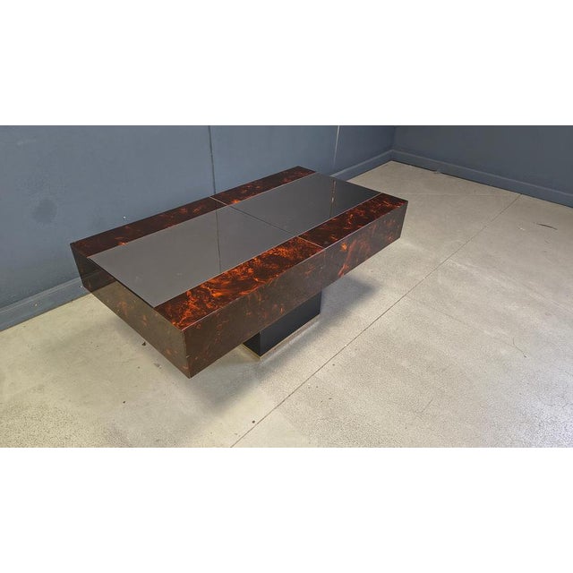 Vintage Hidden Bar Coffee Table with Miror by Eric Maville and Jean Claude Mahey, 1970s For Sale - Image 8 of 10