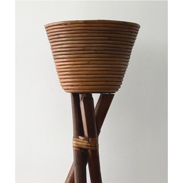 Plant Stand, Circa 1965 Italian Bamboo and Rattan with applied resin 41.35 x 21.25 × 18.5 in. Condition: Very good work...