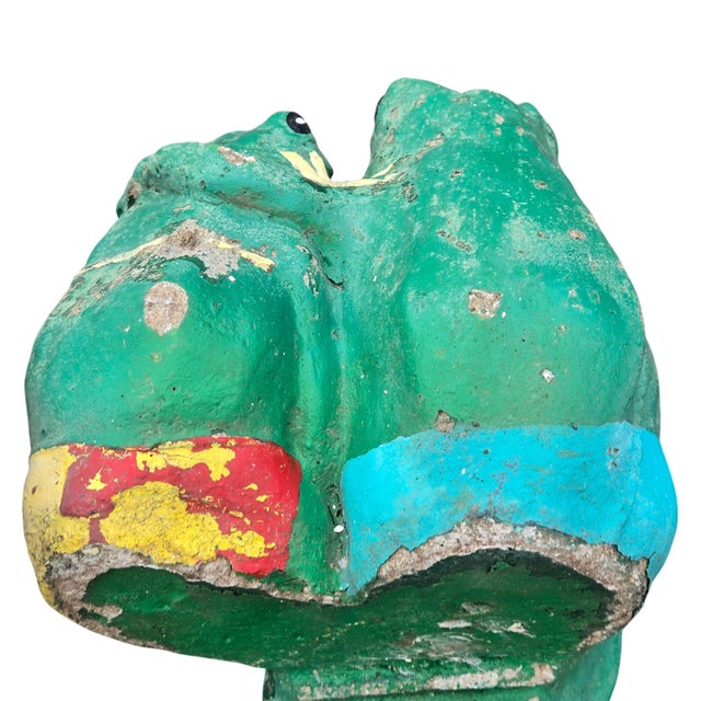 Anthropomorphic Frogs Bench Cement Sculpture Vintage Yard Art Statue Concrete For Sale - Image 15 of 18
