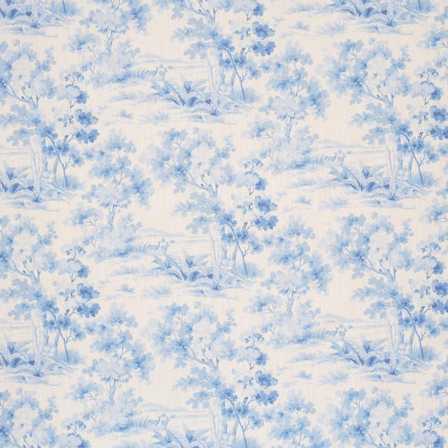 Early 21st Century Boråstapeter Countryside Morning Fabric In Blue And White For Sale - Image 5 of 5