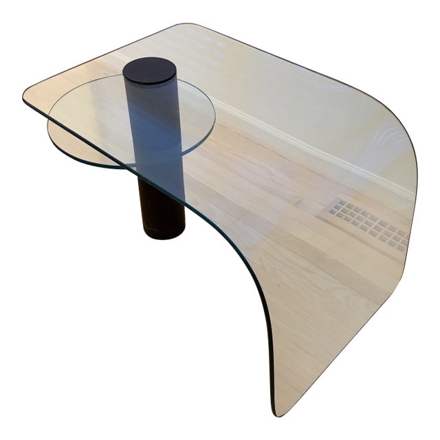 1970s Post-Modern Two-Tier Waterfall Edge Glass Cocktail Table For Sale