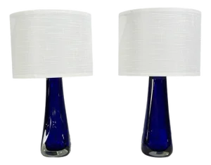 Alberto Donà, Table Lamps, Blue Murano Glass, Italy, 1995