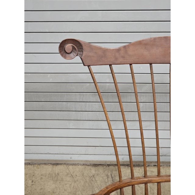 Late 20th Century Late 20th Century Windsor Style Desk Fan Back Writing Arm High Back Chair Bench Made Ohio For Sale - Image 5 of 11