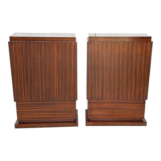 Art Deco Zebrawood Pedestals, Late 20th Century, Sculptural Pair For Sale