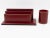 Art Deco Hand-Stitched Red Leather Desk Office Set Letter and Pen Holders For Sale In Atlanta - Image 6 of 13