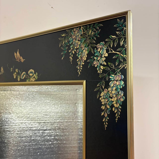 Vintage La Barge Reverse-Painted Églomisé Chinoiserie Wall Mirror For Sale - Image 9 of 12
