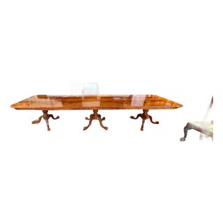 Late 20th Century Grand Chippendale-Style Mahogany Triple-Pedestal Dining Table, 12 Ft. For Sale
