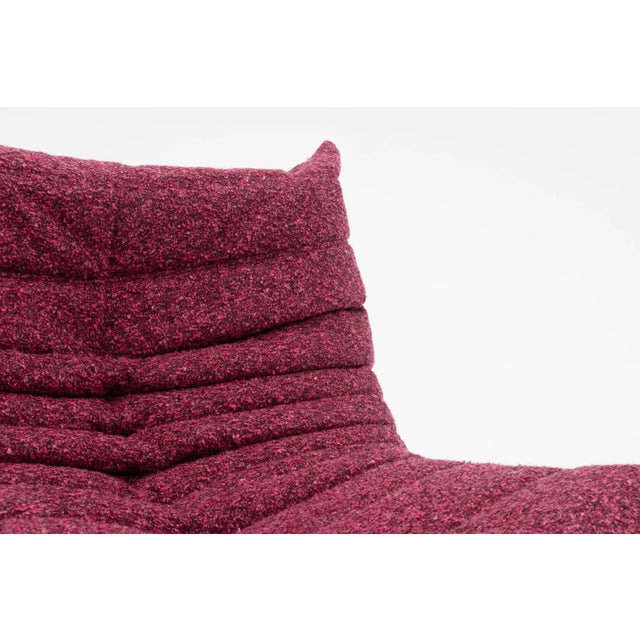 Togo Three-Seater Sofa in Burgundy Bouclet by Michel Ducaroy for Ligne Roset For Sale - Image 5 of 18