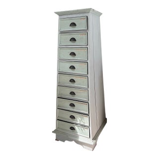 1990s Tall Apothecary Style Cabinet / Storage Chest – 5ft Tall – Farmhouse Decor For Sale