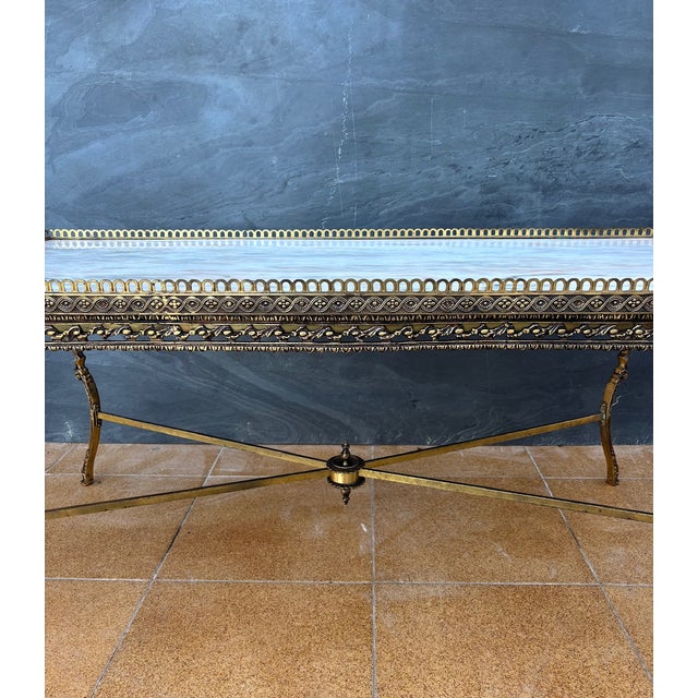 Neoclassical Bronze and Marble Coffee Table with Swan Motifs, 1940s For Sale - Image 12 of 15