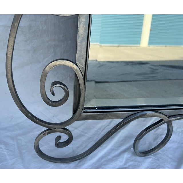 1980s Full Length Metal Mirror With Scroll Work For Sale - Image 10 of 16