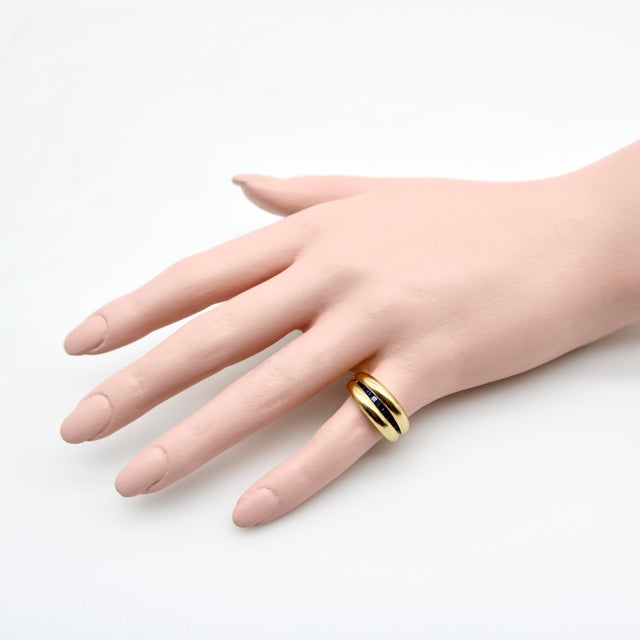 Vintage French 18k Gold Cannel Set Sapphire Ring by MC Parisg, Size 6.75 For Sale - Image 10 of 11