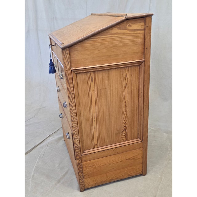 Antique Circa 1900 English Pine Schoolmaster's Standing Desk With Storage For Sale - Image 11 of 14