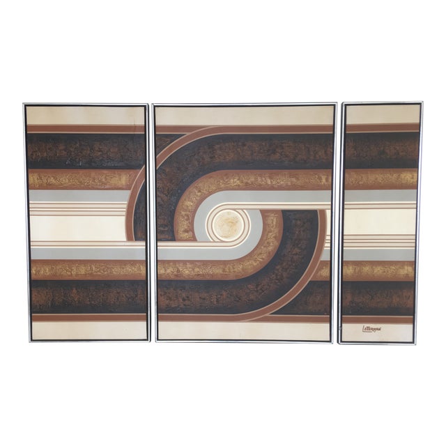 1970s Letterman Abstract Triptych Paintings Set of 3 Chairish