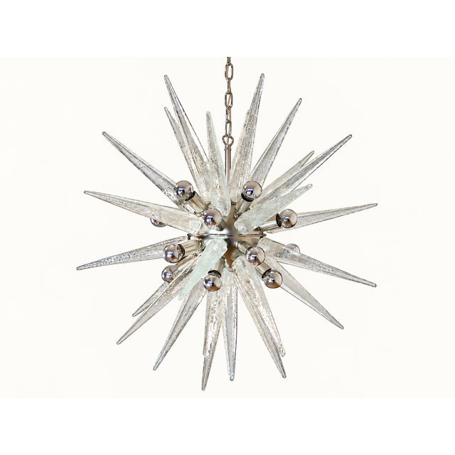 Sputnik Pendant Light with 31 Transparent and Nickel Murano Glass Tips from Justfurnituress SRL For Sale - Image 6 of 8