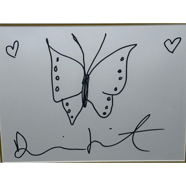 Butterfly With Hearts – Signed Original Ink Drawing on Paper by Damien Hirst Framed Circa 21st Century For Sale - Image 10 of 18