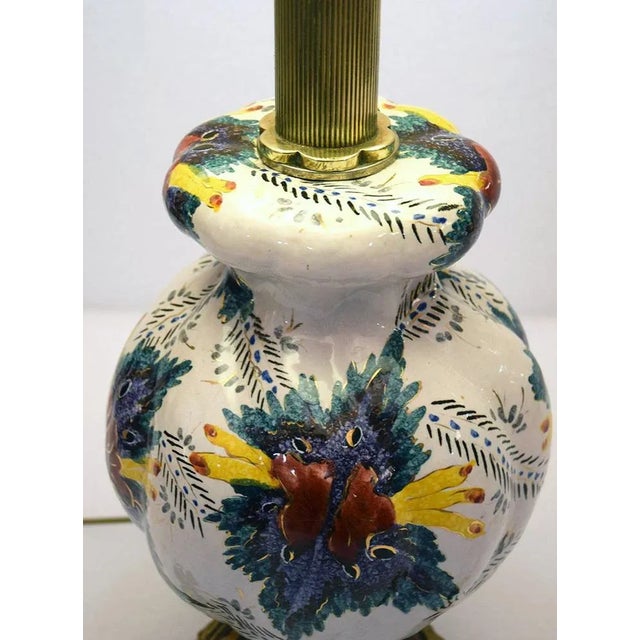 White Large Mid-Century Ceramic Lamp with Floral Decoration, 1950s For Sale - Image 8 of 12