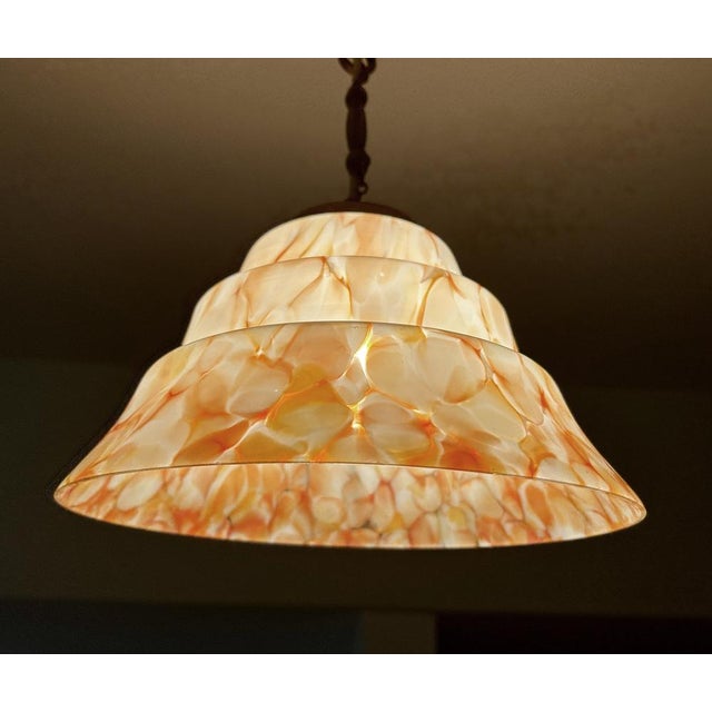 Art Deco Pendant Light in Pink Coral Glass, 1930s For Sale - Image 13 of 18