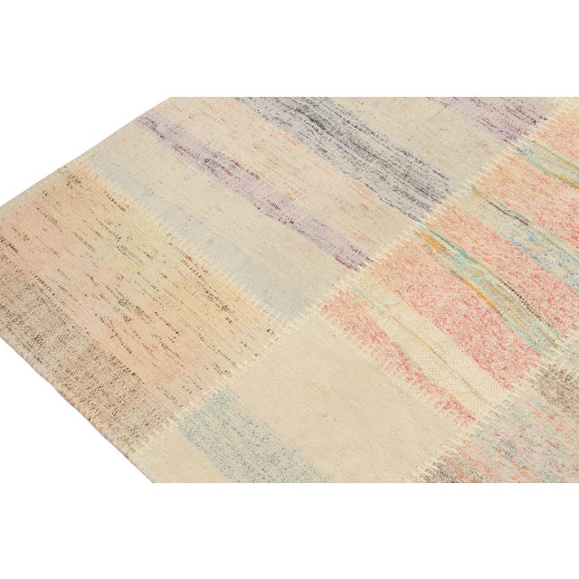 2010s Rug & Kilim’s Patchwork Kilim Square Rug in Polychromatic Stripes For Sale - Image 5 of 7