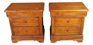 2 Vintage Lexington French Louis Philippe Cherry Nightstands Bedside Table Pair