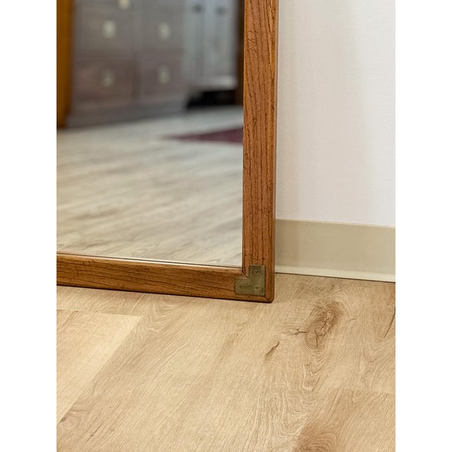 Mid 20th Century Vintage MCM Dixie Act II Walnut Mirror, Brass Details Wall Accent, Campaign For Sale - Image 5 of 8