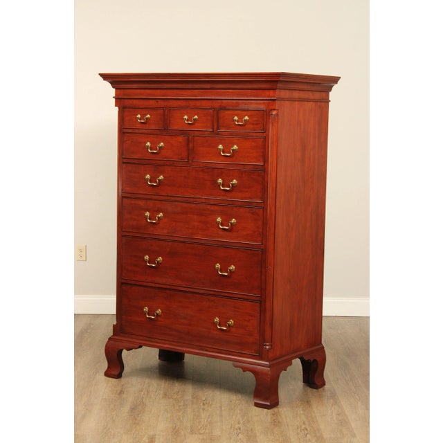 Early 21st Century Henkel Harris Chippendale Style Cherry High Chest of Drawers For Sale - Image 10 of 13