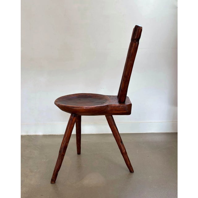 Brown Antique Wooden Farmhouse Tripod Chair, 1900s For Sale - Image 8 of 11