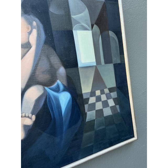 Vintage Original Abstract Figurative Oil Painting of Mother and Child For Sale - Image 11 of 12