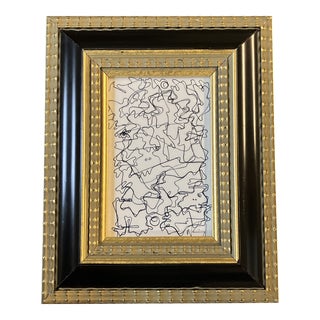 1980’s Original Wayne Cunningham Small Abstract Black Ink Drawing Framed For Sale