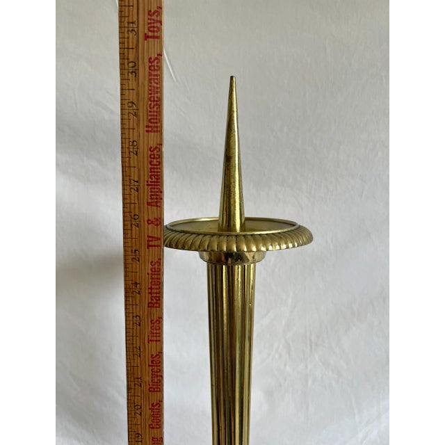 Early 20th Century Tall Brass Altar Candlestick For Sale - Image 9 of 15