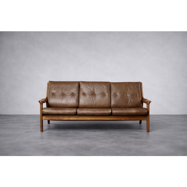 Mid-Century Modern Danish Three-Seater Sofa in Brown Leather by Georg Thams for A/S Vejen Polstermöbelfabrik, 1960s For Sale - Image 14 of 18