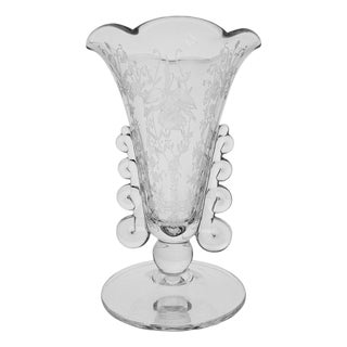 Heisey Lariat Orchid Etched Footed Elegant Glass Vase 7" For Sale