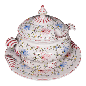 Vintage Soup Tureen Service, Portuguese, Ceramic Serving Set, Table Centrepiece