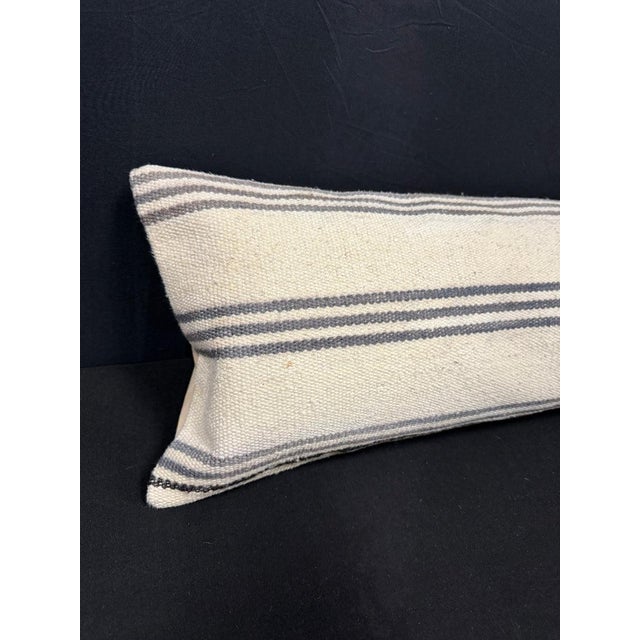 Turkish Hemp Pillow Cushion Natural Beige Gray Cushion Cover 12"x46" #30323 Enhance your home decor with our Kilim Pillow...