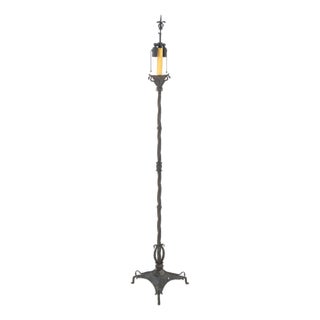 Edgar Brandt Style Wrought Iron Floor Lamp For Sale