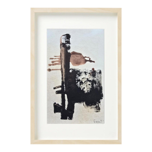 14.2" by 18.9" Original Abstract Figurative Neutral Palette Oil Painting / Earth Tones