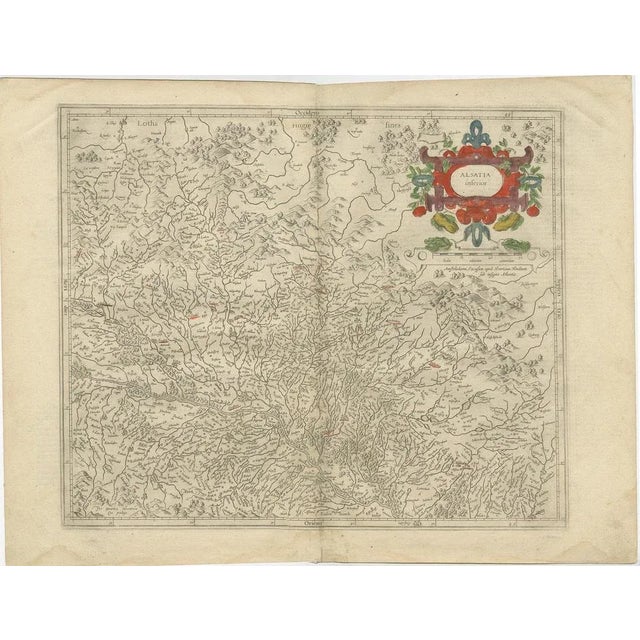 Antique map titled 'Alsatia Inferior'. Original antique map of the northern Alsace (Elzas) region of France. The map is...