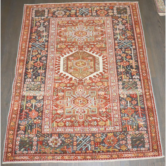 Early 20th Century Colorful Persian Heriz Small Rug rug no.j5084 For Sale - Image 5 of 7