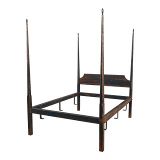 Country Distressed Finish Bench Made Full Size Poster Bed For Sale