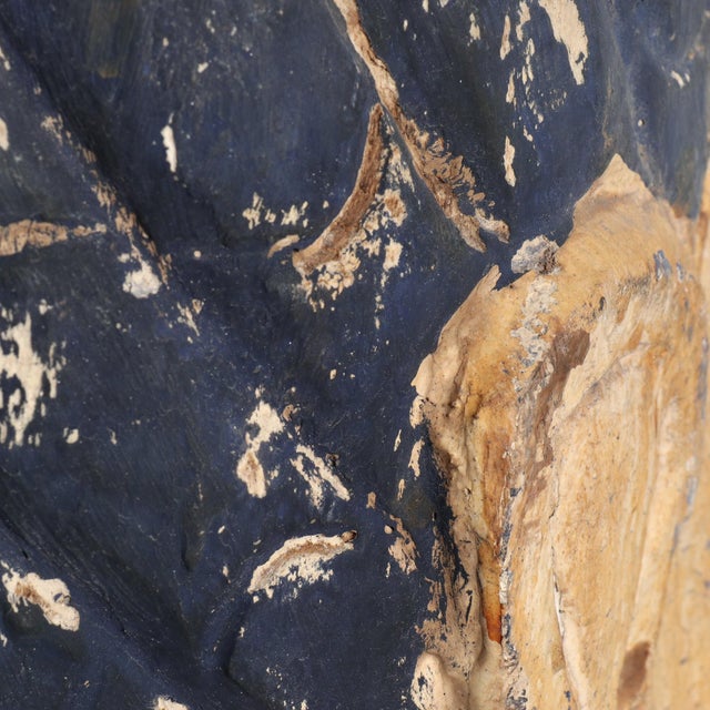 Early 20th century Large Scale Carved Polychrome Burmese Buddha Head Bust For Sale - Image 9 of 10